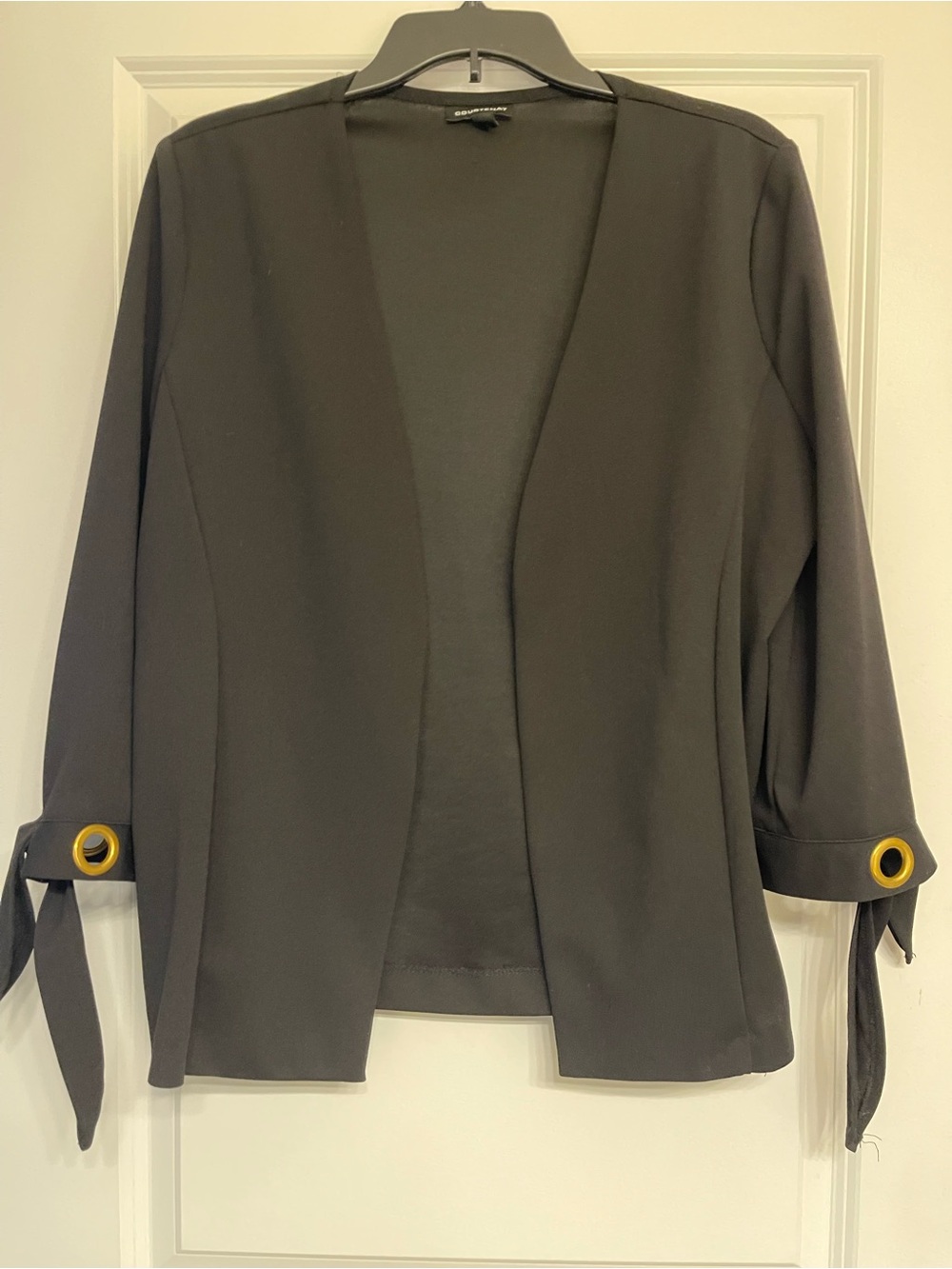 Courtenay Black Open-Front Jacket with Grommet Tie Sleeves